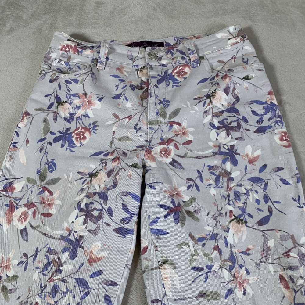 Gloria Vanderbilt Pants Womens 4 Short Floral Print Amanda Stretch Cotton Casual - Picture 2 of 14